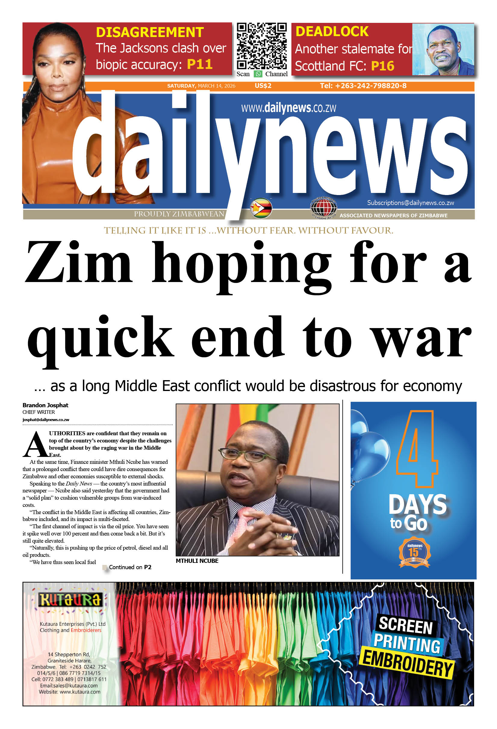 Saturday 14 March 2026